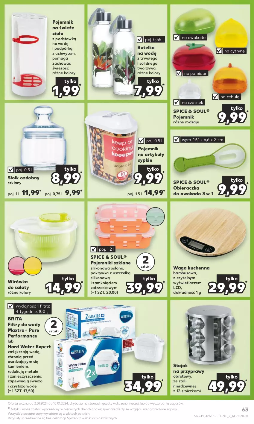 Gazetka promocyjna Kaufland - Gazetka tygodnia - ważna 03.01 do 10.01.2024 - strona 63 - produkty: Brit, Brita, Czosnek, Gra, Obieraczka, Pojemnik, Przyprawy, Pur, Sałat, Stojak, Waga