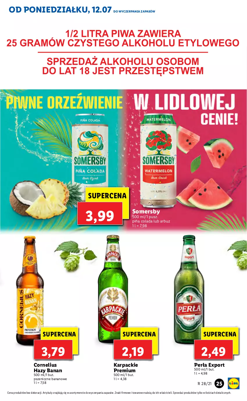 Gazetka promocyjna Lidl - GAZETKA - ważna 12.07 do 14.07.2021 - strona 25 - produkty: Arbuz, Karp, Perła, Piña Colada, Por, Somersby