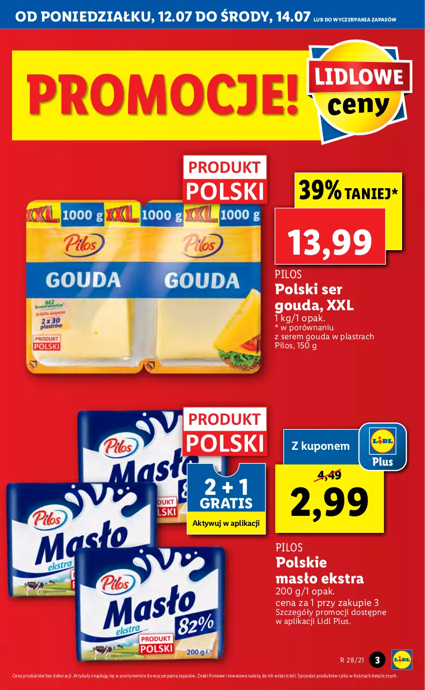 Gazetka promocyjna Lidl - GAZETKA - ważna 12.07 do 14.07.2021 - strona 3 - produkty: Gouda, Gra, Masło, Olej, Olej rzepakowy, Pilos, Por, Ser