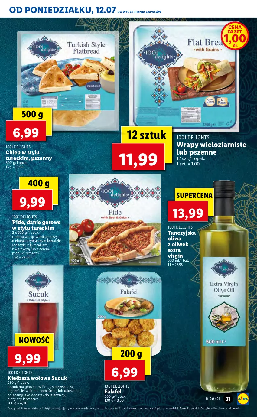 Gazetka promocyjna Lidl - GAZETKA - ważna 12.07 do 14.07.2021 - strona 31 - produkty: Chleb, Danie gotowe, Fa, Gin, Kiełbasa, Kurczak, Oliwa z oliwek, Ser