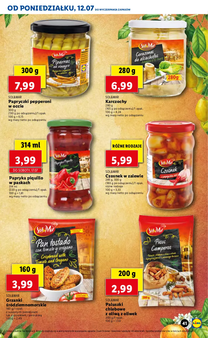 Gazetka promocyjna Lidl - GAZETKA - ważna 12.07 do 14.07.2021 - strona 41 - produkty: Chleb, Czosnek, Karczochy, Papryka