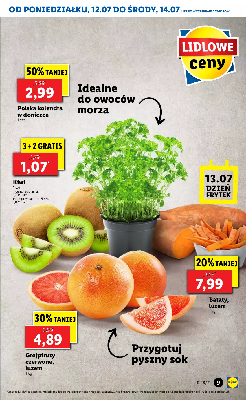 Gazetka promocyjna Lidl - GAZETKA - ważna 12.07 do 14.07.2021 - strona 9 - produkty: Gra, Grejpfrut, Kiwi, Kolendra, Sok