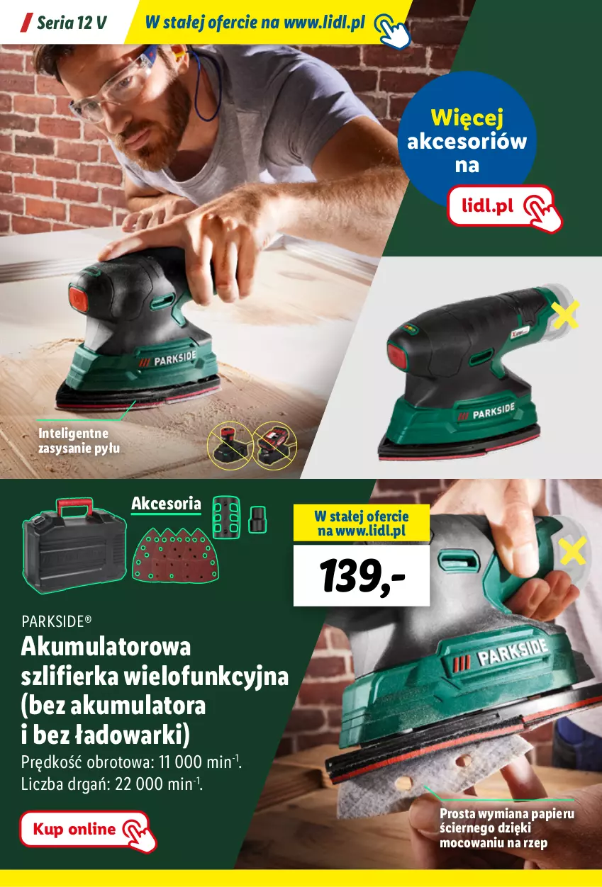 Gazetka promocyjna Lidl - KATALOG PARKSIDE - ważna 04.09 do 20.10.2023 - strona 17 - produkty: Akumulator, Intel, Papier, Parkside, Ser, Szlifierka