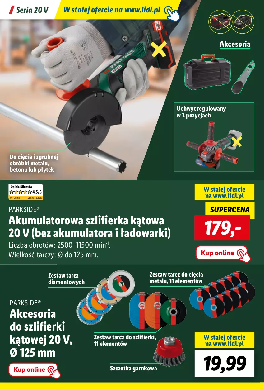 Gazetka promocyjna Lidl - KATALOG PARKSIDE - ważna 04.09 do 20.10.2023 - strona 22 - produkty: Akumulator, Parkside, Ser, Szczotka, Szlifierka, Szlifierka kątowa