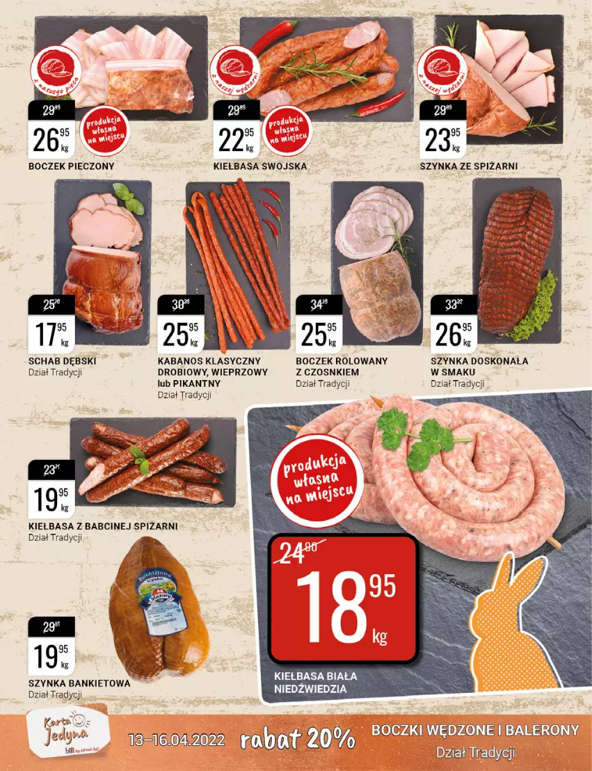 Gazetka promocyjna Bi1 - Czas na Wielkanoc - ważna 13.04 do 16.04.2022 - strona 3 - produkty: Boczek, Boczek pieczony, Kabanos, Kiełbasa, Kiełbasa biała, Piec, Szynka