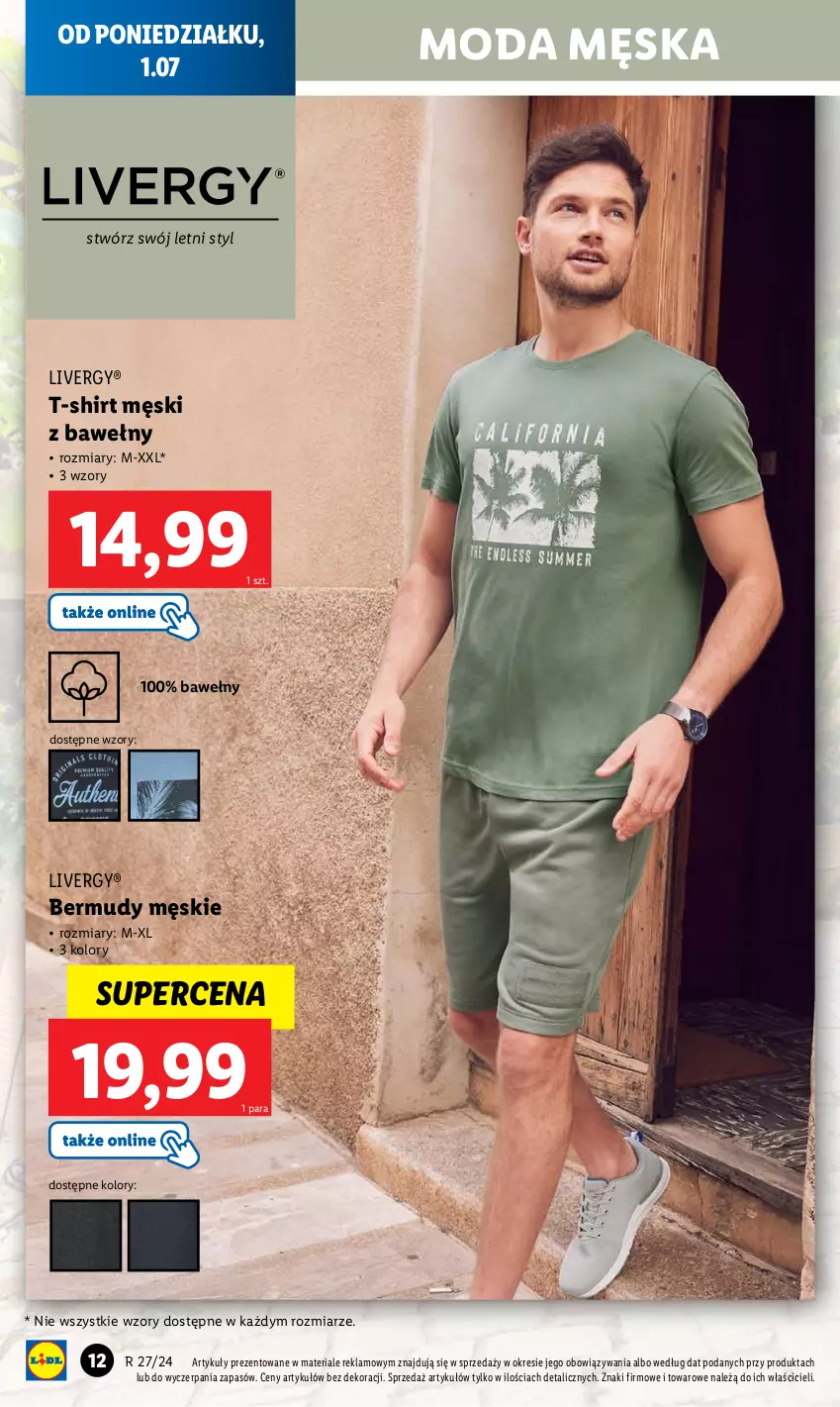 Gazetka promocyjna Lidl - GAZETKA - ważna 01.07 do 07.07.2024 - strona 12 - produkty: Bermudy, Moda, T-shirt