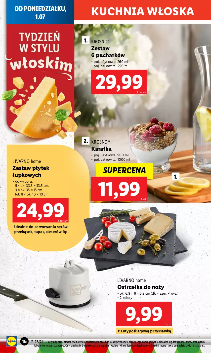 Gazetka promocyjna Lidl - GAZETKA - ważna 01.07 do 07.07.2024 - strona 20 - produkty: Deser, Ivar, Karafka, Kuchnia, Noż, Ostrzałka do noży, Ser