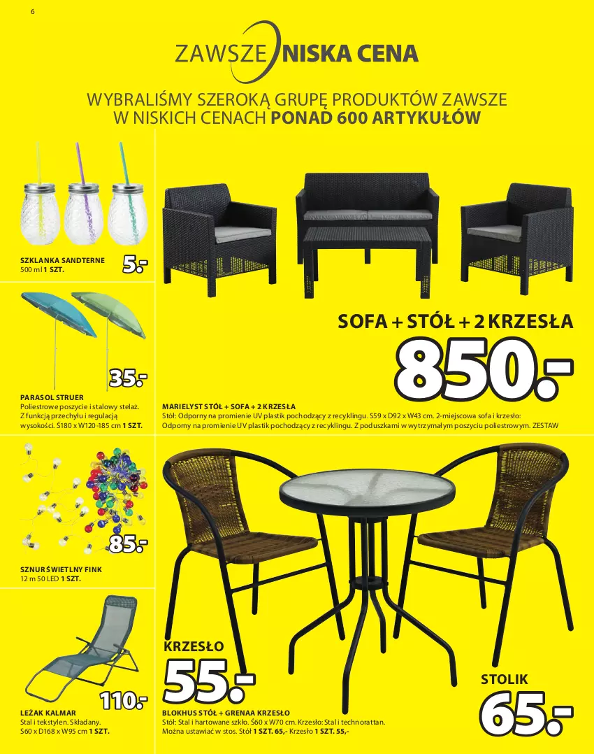 Gazetka promocyjna Jysk - Oferta tygodnia - ważna 24.03 do 06.04.2021 - strona 7 - produkty: Ariel, Fa, Kalmar, Krzesło, Parasol, Poduszka, Por, Sofa, Sok, Stół, Stolik, Szklanka