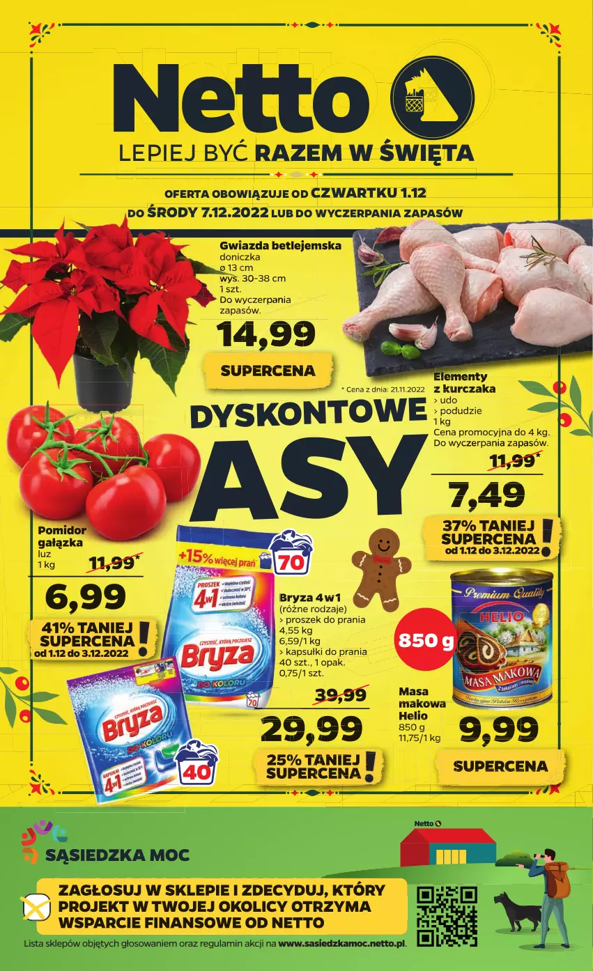 Gazetka promocyjna Netto - Artykuły spożywcze - ważna 01.12 do 07.12.2022 - strona 1 - produkty: Bryza, Gra, Gwiazda, Helio, Kapsułki do prania, Kawa, Kawa mielona, Kurczak, Piwa, Piwo, Proszek do prania, Siatka, Tyskie