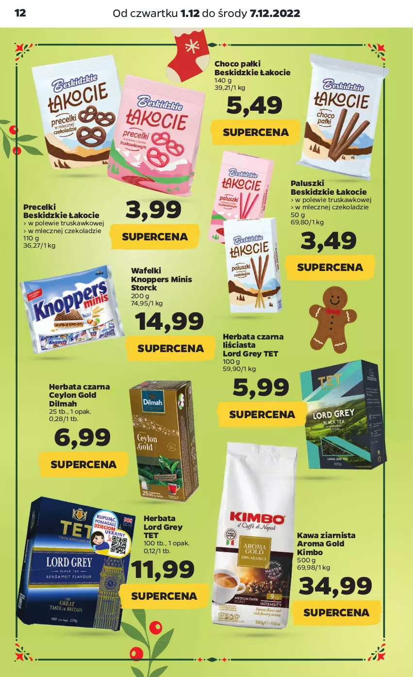 Gazetka promocyjna Netto - Artykuły spożywcze - ważna 01.12 do 07.12.2022 - strona 12 - produkty: Beskidzki, Dilmah, Herbata, Herbata czarna, Kawa, Kawa ziarnista, Knoppers, Koc, Precelki