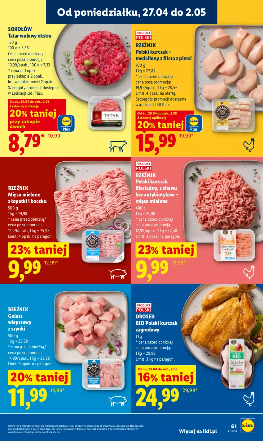 Gazetka promocyjna Lidl - Gazetka ważna od 29.04 do 2.05 - ważna 29.04 do 02.05.2026 - strona 61 - produkty: Kurczak, Lion, Mięso, Mięso mielone, Sok, Sokołów, Tatar wołowy