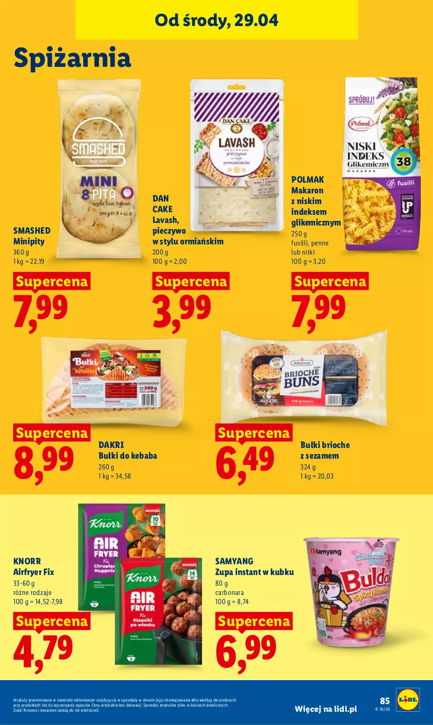 Gazetka promocyjna Lidl - Gazetka ważna od 29.04 do 2.05 - ważna 29.04 do 02.05.2026 - strona 87 - produkty: Dan Cake, Kebab, Knorr, Makaron, Olma, Penne, Piec, Pieczywo, Sezam, Zupa