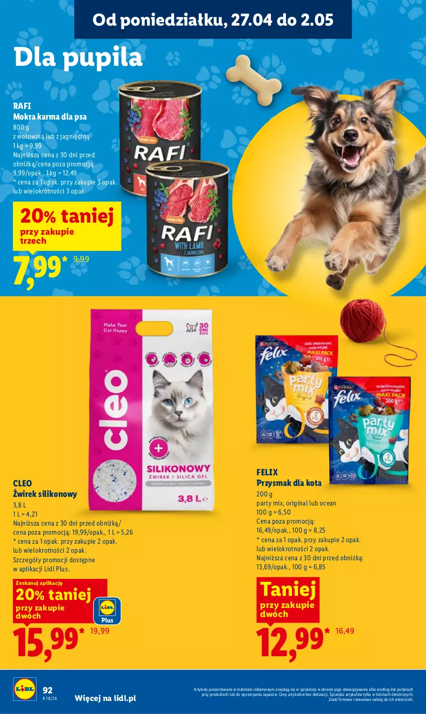 Gazetka promocyjna Lidl - Gazetka ważna od 29.04 do 2.05 - ważna 29.04 do 02.05.2026 - strona 96 - produkty: Felix, Gin, Mokra karma, Przysmak dla kota