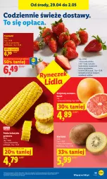 Gazetka promocyjna Lidl - Gazetka ważna od 29.04 do 2.05 - Gazetka - ważna od 02.05 do 02.05.2026 - strona 55 - produkty: Truskawki, Kiwi, Olej, Kukurydza, Grejpfrut