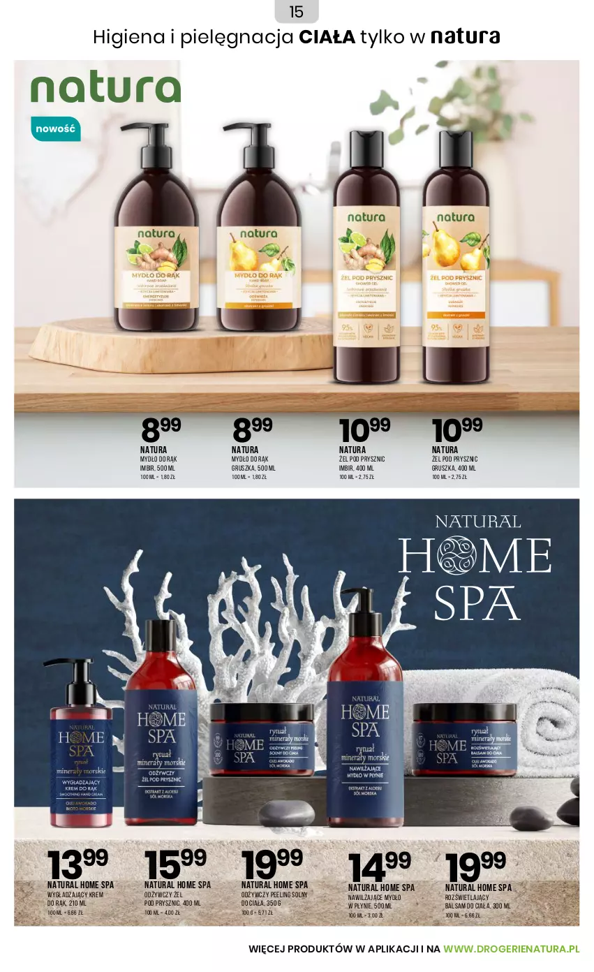Gazetka promocyjna Drogerie Natura - Gazetka Drogerie Natura - ważna 20.09 do 02.10.2025 - strona 15 - produkty: Balsam do ciała, Imbir, Krem do rąk, Mydło, Mydło w płynie, Peeling