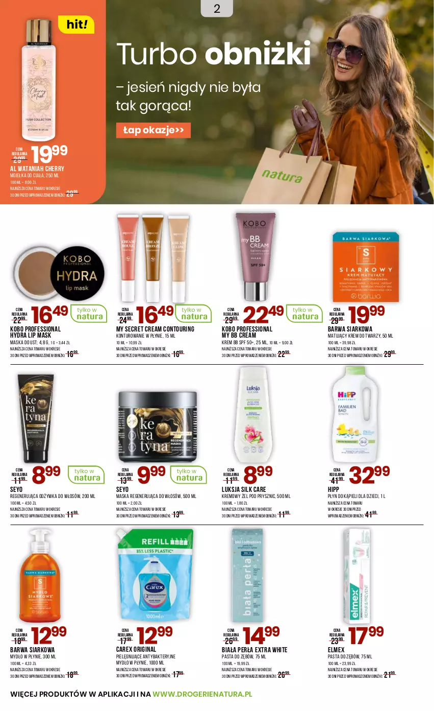Gazetka promocyjna Drogerie Natura - Gazetka Drogerie Natura - ważna 20.09 do 02.10.2025 - strona 2 - produkty: Antybakteryjne mydło, Barwa Siarkowa, Dzieci, Elmex, Gin, HiPP, KOBO, Krem bb, Krem do twarzy, Luksja, Maska, Mydło, Mydło w płynie, Odżywka, Pasta do zębów, Perła, Płyn do kąpieli