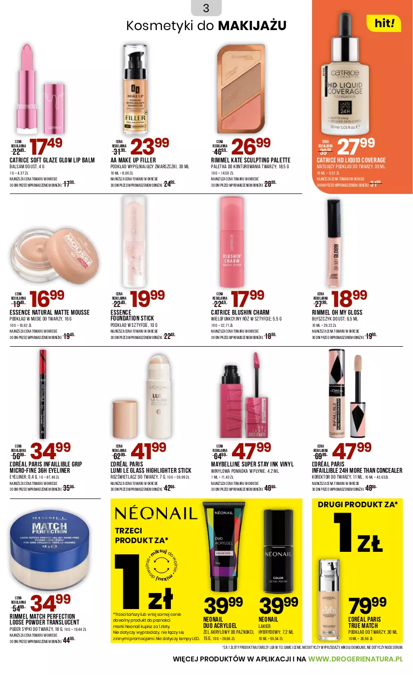 Gazetka promocyjna Drogerie Natura - Gazetka Drogerie Natura - ważna 20.09 do 02.10.2025 - strona 3 - produkty: Balsam do ust, Bell, Błyszczyk do ust, Catrice, Fa, Foundation, Korektor do twarzy, Lakier, LG, Makijaż, Mars, Maybelline, Mus, NeoNail, Palette, Podkład, Podkład do twarzy, Puder, Rozświetlacz, Rum, Ser, Serum, Tran