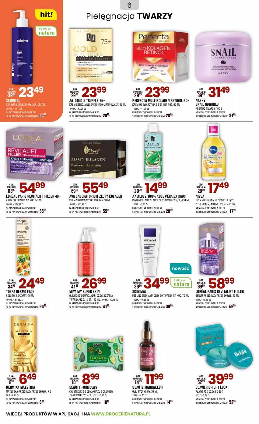 Gazetka promocyjna Drogerie Natura - Gazetka Drogerie Natura - ważna 20.09 do 02.10.2025 - strona 6 - produkty: Aloe vera, Chusteczki, Dermika, Emulsja, Fa, Kolagen, Krem do twarzy, Makijaż, Mars, Nivea, Olej, Olejek do demakijażu, Peeling, Perfecta, Płyn micelarny, Rum, Ser, Serum, Tołpa