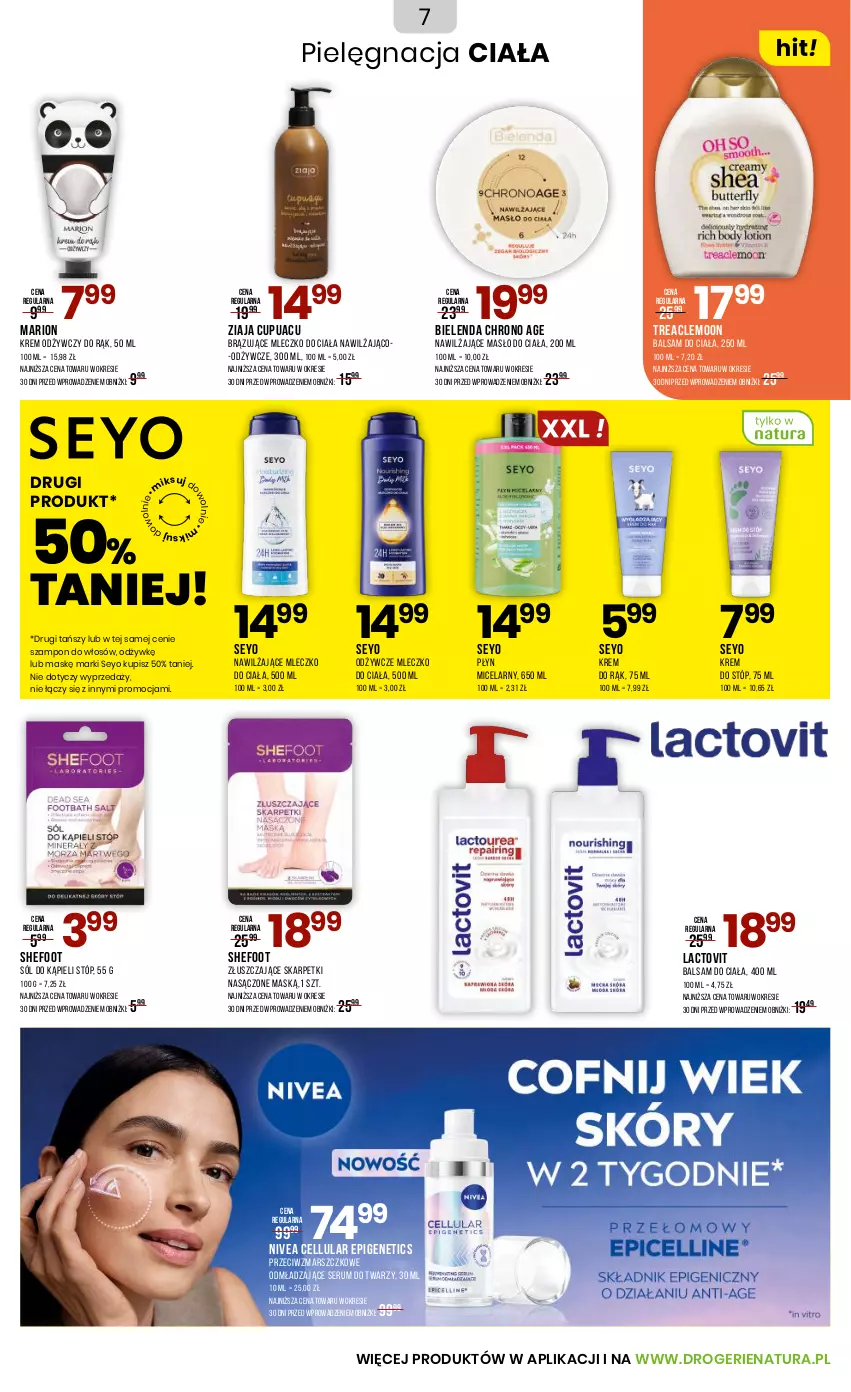 Gazetka promocyjna Drogerie Natura - Gazetka Drogerie Natura - ważna 20.09 do 02.10.2025 - strona 7 - produkty: Balsam do ciała, Bielenda, Karp, Krem do rąk, Krem do stóp, Krem odżywczy, Mars, Masło, Masło do ciała, Mleczko, Mleczko do ciała, Nivea, Odmładzające serum, Płyn micelarny, Rum, Ser, Serum, Serum do twarzy, Skarpetki, Sól, Sól do kąpieli, Szampon, Ziaja