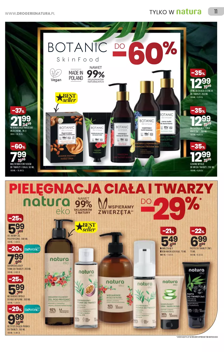 Gazetka promocyjna Drogerie Natura - Gazetka Drogerie Natura - ważna 21.10 do 03.11.2021 - strona 11 - produkty: Krem do twarzy, Maska, Mydło, Olej, Tonik, Tonik do twarzy