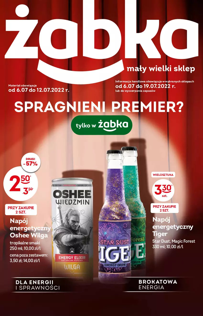 Gazetka promocyjna Żabka - ważna 06.07 do 12.07.2022 - strona 1 - produkty: LG, Napój, Napój energetyczny, Oshee, Tiger