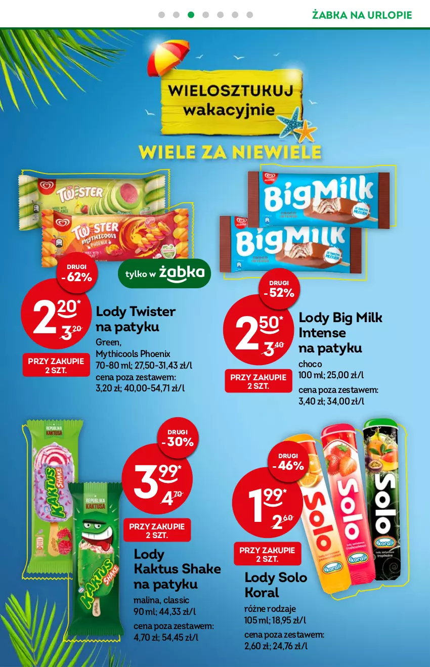 Gazetka promocyjna Żabka - ważna 06.07 do 12.07.2022 - strona 10 - produkty: Big Milk, Kaktus, Lody