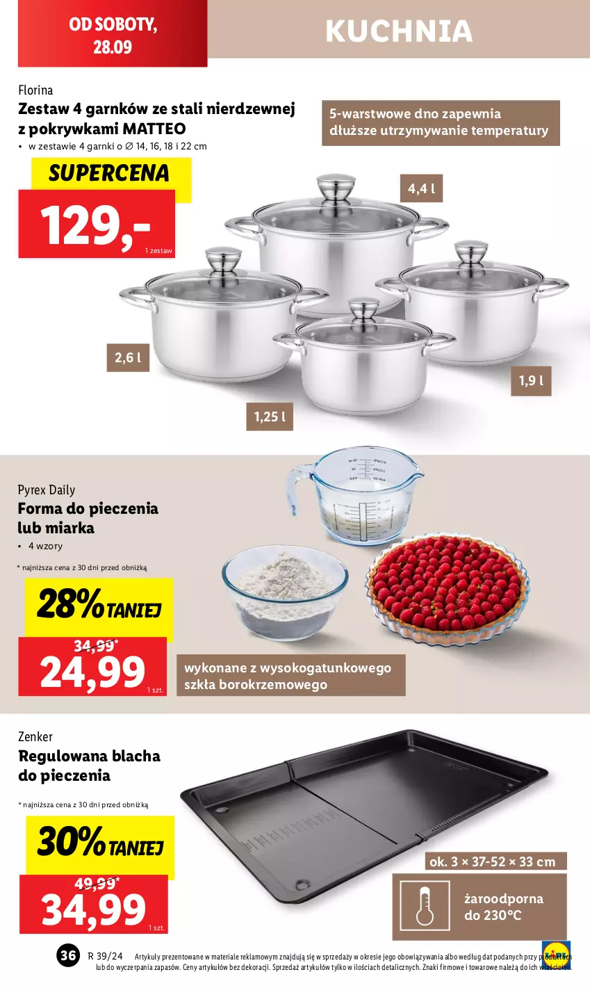 Gazetka promocyjna Lidl - GAZETKA - ważna 23.09 do 28.09.2024 - strona 40 - produkty: Blacha do pieczenia, Forma do pieczenia, Kuchnia, Miarka, Piec, Por, Sok