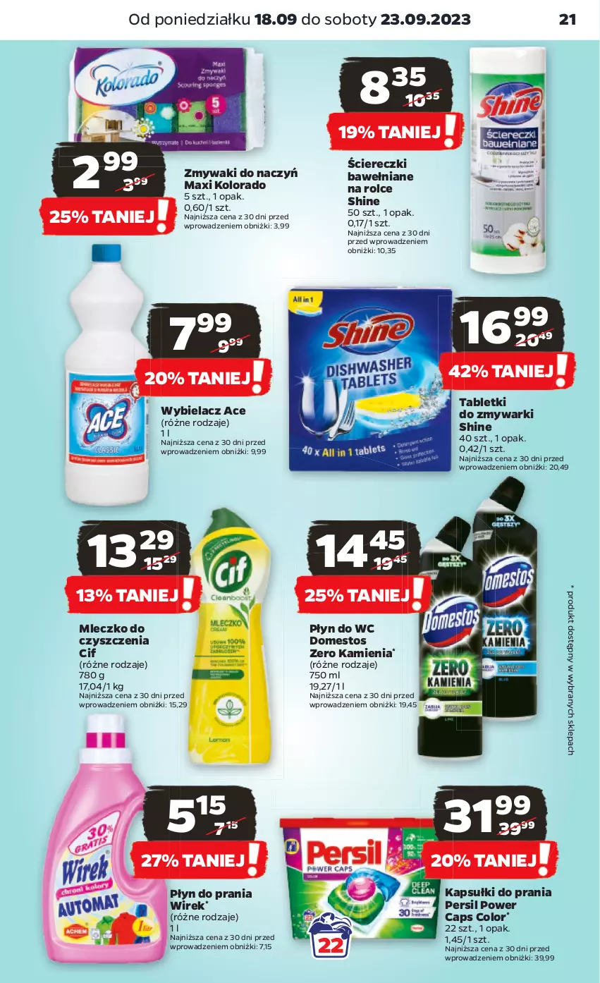 Gazetka promocyjna Netto - Artykuły spożywcze - ważna 18.09 do 23.09.2023 - strona 21 - produkty: Cif, Domestos, Kapsułki do prania, Kolorado, Mleczko, Persil, Płyn do prania, Płyn do wc, Tablet, Tabletki do zmywarki, Zmywarki