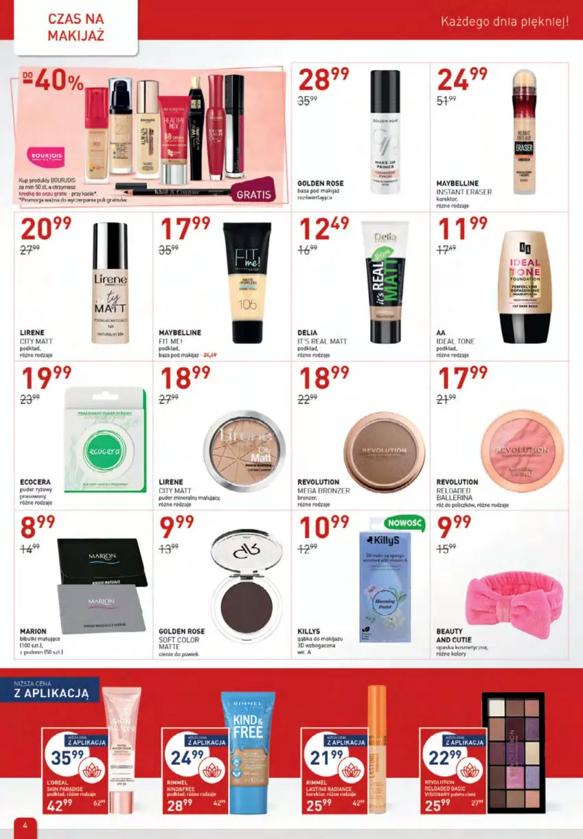 Gazetka promocyjna Drogerie Jawa - ważna 07.04 do 04.05.2022 - strona 4 - produkty: Bell, Bibułki, Bronzer, Gra, Killys, Lirene, Makijaż, Maybelline, Opaska, Podkład, Puder, Róż do policzków, Ryż, Ser