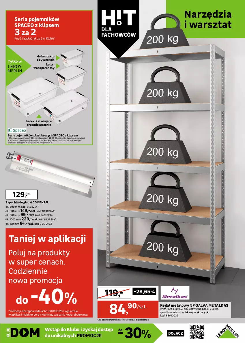 Gazetka promocyjna Leroy Merlin - Gazetka Leroy Merlin - ważna 29.08 do 23.09.2025 - strona 25 - produkty: Akumulator, Bateria, Bluza, Bosch, Buty, Buty robocze, Celma, Cynk, Dźwig, Fa, Kosz, Koszula, Młot, Młot udarowo-obrotowy, Mobil, Olej, Pojemnik, Półbuty, Rama, Regał, Regał metalowy, Ser, Sok, Spodnie, Szlifierka, Szlifierka kątowa, Tarka, Torba, Tran, Warka, Wkręt, Wkrętarka