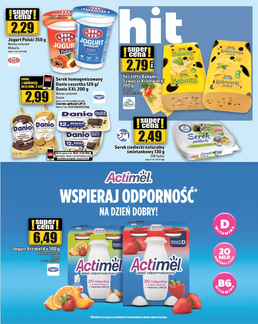 Gazetka promocyjna Topaz - Gazetka - ważna 08.02 do 14.02.2024 - strona 11 - produkty: Actimel, Danio, Danone, Jogurt, Mleko, Mlekovita, Por, Ser, Serek, Serek homogenizowany, Vita C