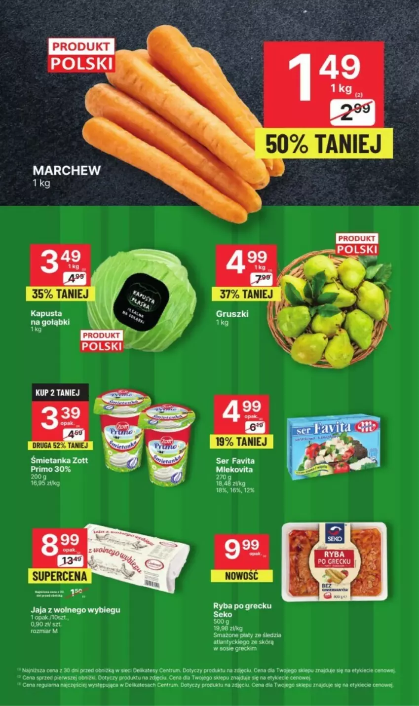 Gazetka promocyjna Delikatesy Centrum - ważna 30.10 do 02.11.2023 - strona 5 - produkty: Fa, Favita, Gruszki, Jaja, Jaja z wolnego wybiegu, Rum, Ryba, Ryba po grecku, SEKO, Ser, Sos, Zott, Zott Primo