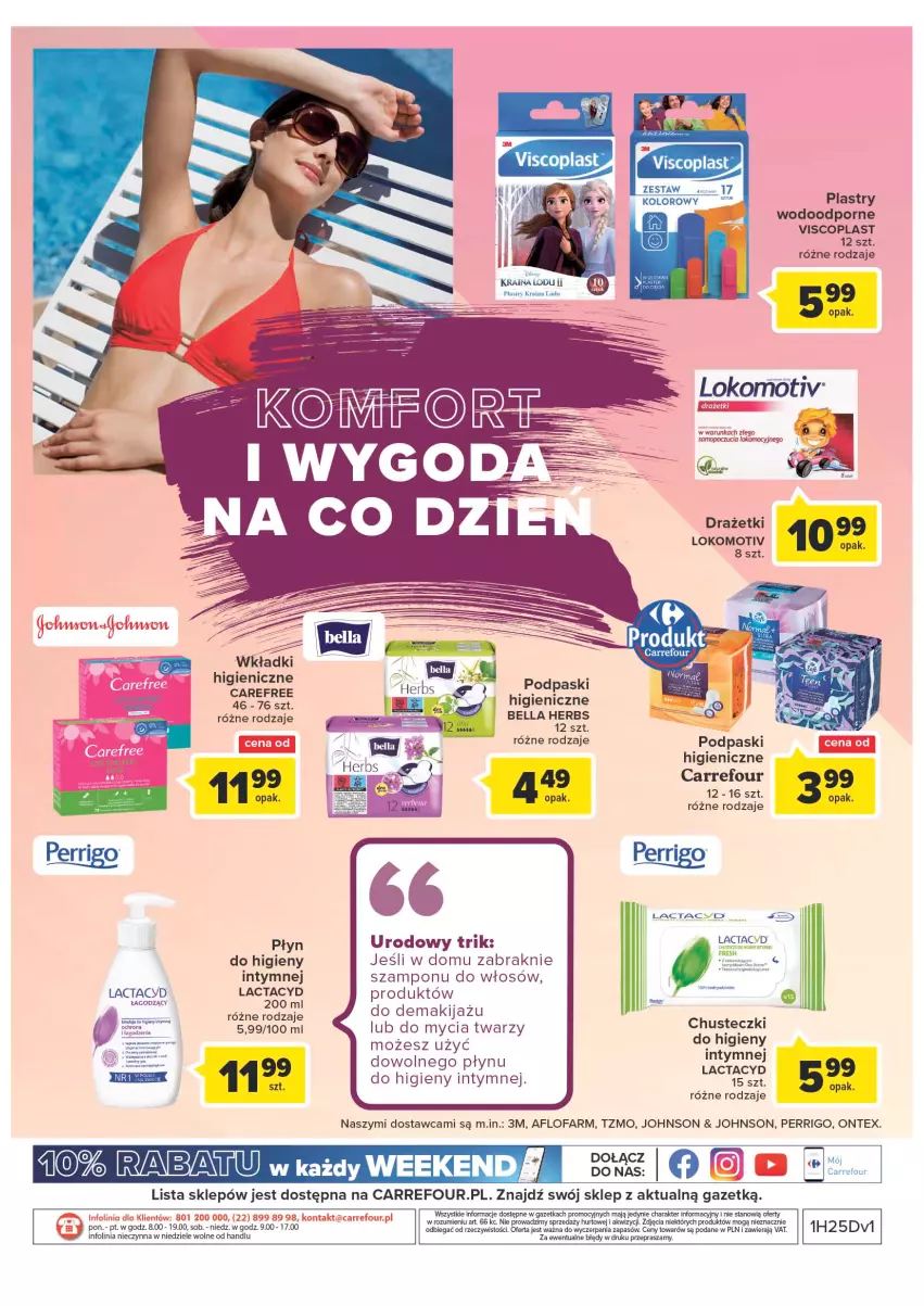 Gazetka promocyjna Carrefour - Gazetka Ciesz się latem, chwal się urodą - ważna 21.06 do 02.07.2022 - strona 8 - produkty: Bell, Bella, Carefree, Chusteczki, Chusteczki do higieny, Fa, Lactacyd, Makijaż, Mop, Płyn do higieny intymnej, Podpaski, Por, Szampon, Taca, Viscoplast, Wkładki