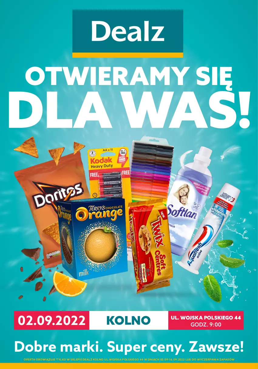 Gazetka promocyjna Dealz - WIELKIE OTWARCIE 02.09.2022 🥳Kolno, Park Handlowy - ważna 02.09 do 16.09.2022 - strona 1