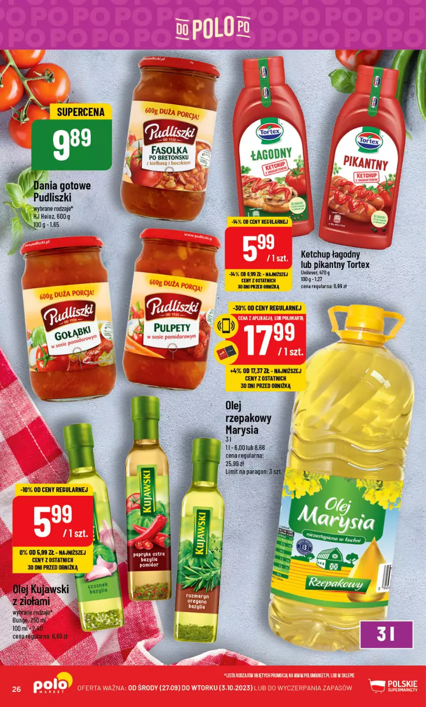 Gazetka promocyjna PoloMarket - Gazetka pomocyjna - ważna 27.09 do 03.10.2023 - strona 26 - produkty: Heinz, Ketchup, Kujawski, Olej, Pulpety