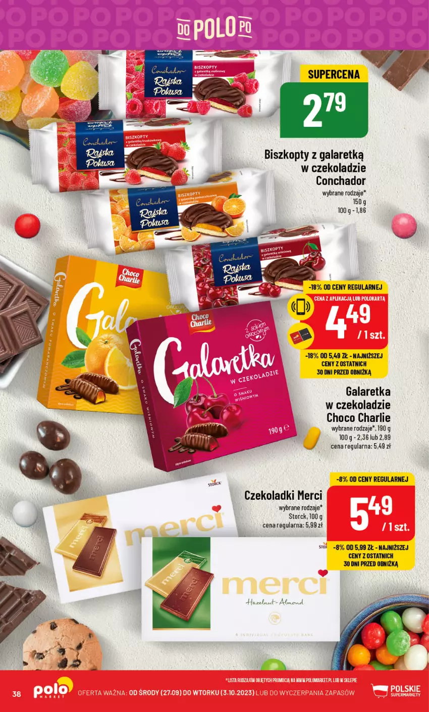 Gazetka promocyjna PoloMarket - Gazetka pomocyjna - ważna 27.09 do 03.10.2023 - strona 38 - produkty: Biszkopty, Gala, Galaretka, Merci