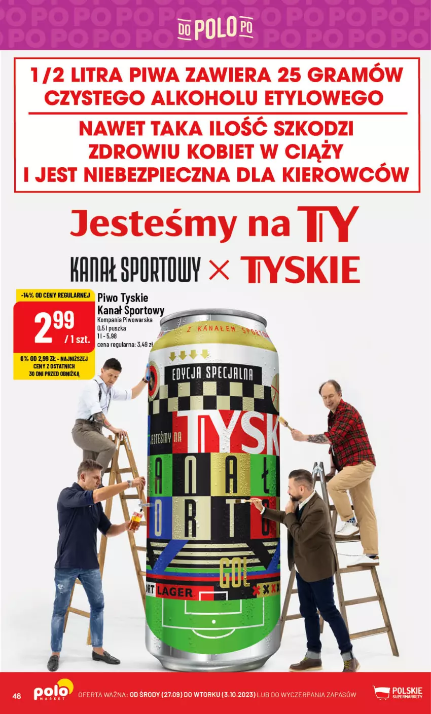 Gazetka promocyjna PoloMarket - Gazetka pomocyjna - ważna 27.09 do 03.10.2023 - strona 48 - produkty: Piwo, Por, Sport, Tyskie