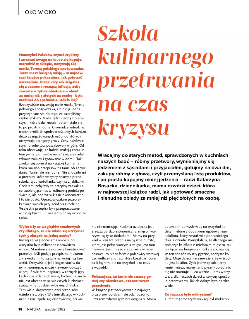 Gazetka promocyjna Drogerie Natura - Gazetka Drogerie Natura - ważna 01.12.2022 do 02.01.2023 - strona 14 - produkty: Burger, Dzieci, Gin, Gra, Jabłka, Kalafior, Karmi, Kosz, Kotlet, Krewetki, Kuchnia, Makaron, Mięso, Mus, Olej, Ryż, Ser, Tera, Warzywa