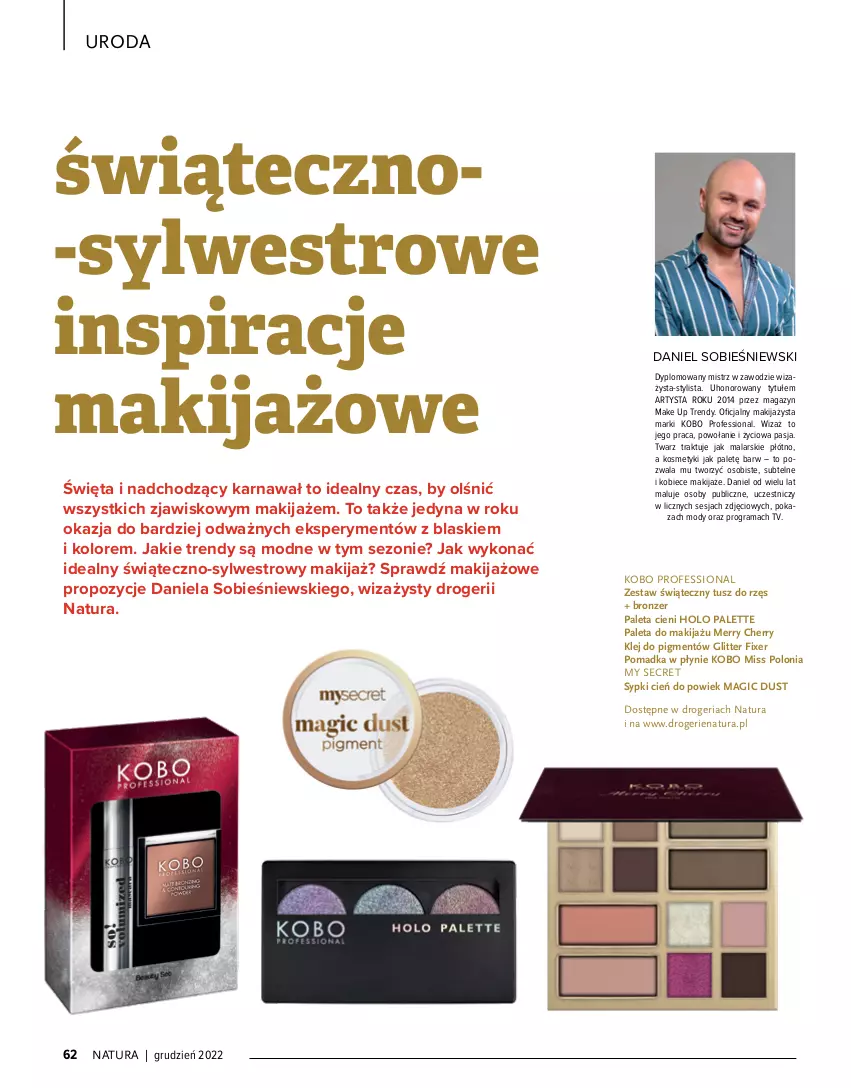 Gazetka promocyjna Drogerie Natura - Gazetka Drogerie Natura - ważna 01.12.2022 do 02.01.2023 - strona 62 - produkty: Bronzer, Cień, Gra, Klej, KOBO, Makijaż, Paleta, Palette, Rama, Tusz