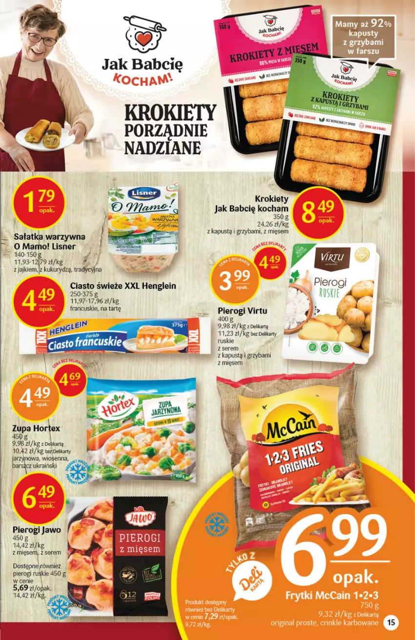 Gazetka promocyjna Delikatesy Centrum - Gazetka Delikatesy Centrum - ważna 16.09 do 22.09.2021 - strona 15 - produkty: Hortex, Kapustą, Koc, Krokiety, Lisner, Mus, Pierogi, Por, Sałat, Sałatka, Sałatka warzywna, Ser, Virtu, Zupa