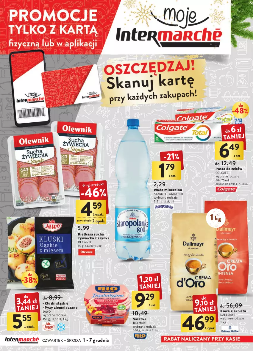 Gazetka promocyjna Intermarche - Gazetka Intermarche - ważna 01.12 do 07.12.2022 - strona 2 - produkty: Colgate, Dallmayr, Kawa, Kawa ziarnista, Kiełbasa, LG, Olewnik, Rio Mare, Sałat, Sałatka, Staropolanka, Woda, Woda mineralna