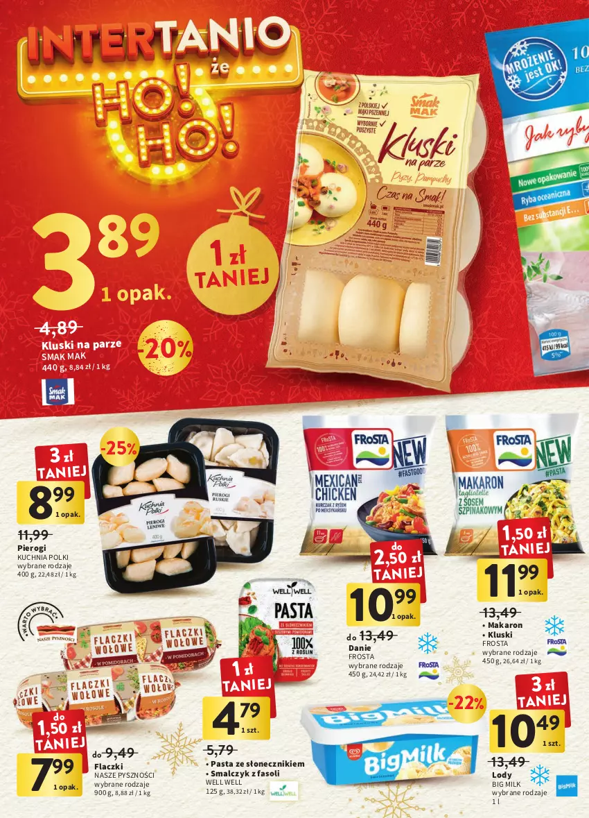 Gazetka promocyjna Intermarche - Gazetka Intermarche - ważna 01.12 do 07.12.2022 - strona 26 - produkty: Big Milk, Fa, Frosta, Kluski na parze, Kuchnia, Lody, Makaron, Pierogi