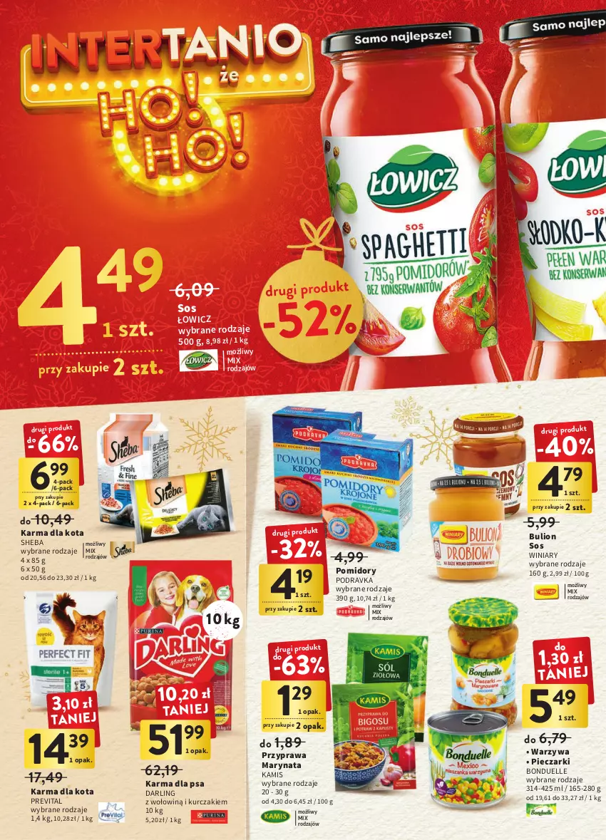 Gazetka promocyjna Intermarche - Gazetka Intermarche - ważna 01.12 do 07.12.2022 - strona 28 - produkty: Bonduelle, Bulion, Kamis, Kurczak, Lion, Piec, Podravka, Pomidory, Sheba, Sos, Warzywa, Winiary