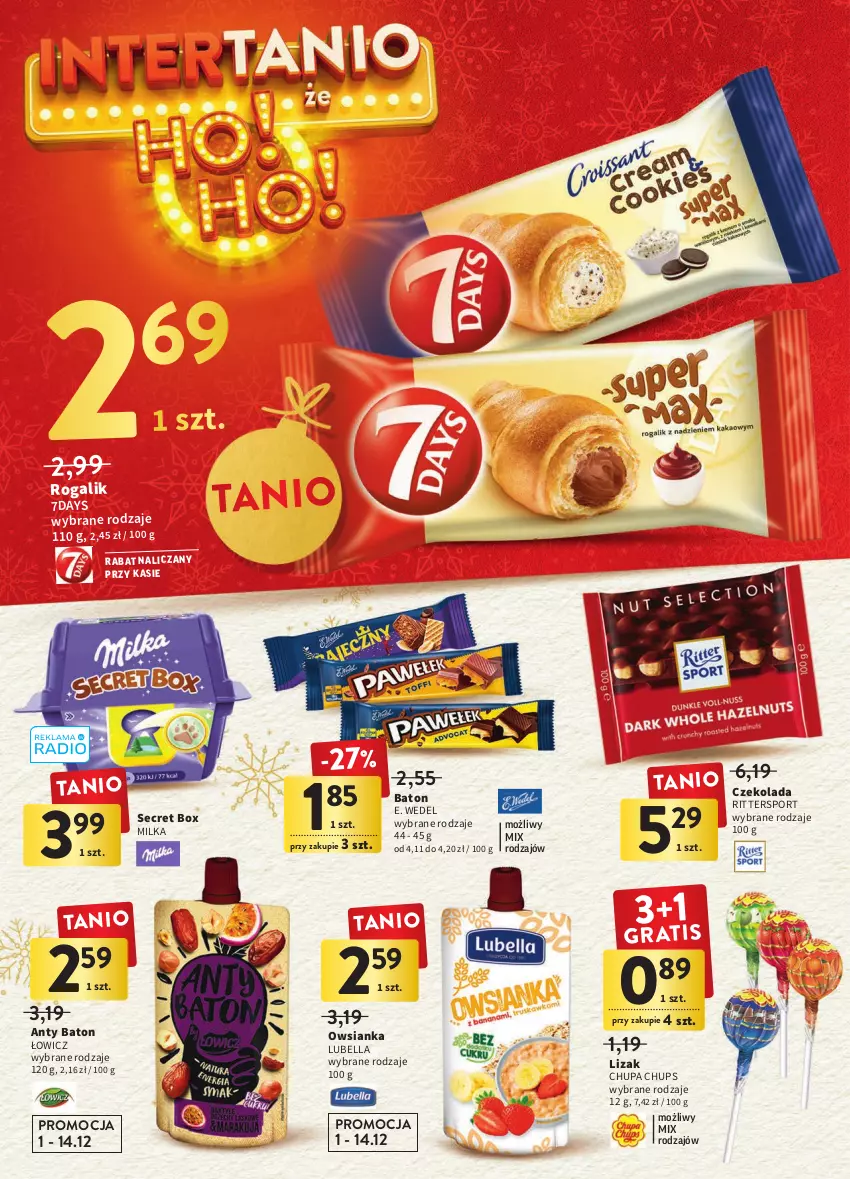 Gazetka promocyjna Intermarche - Gazetka Intermarche - ważna 01.12 do 07.12.2022 - strona 30 - produkty: Baton, Bell, Bella, Chupa Chups, Czekolada, E. Wedel, Lubella, Milka, Owsianka, Por, Rogal, Sport