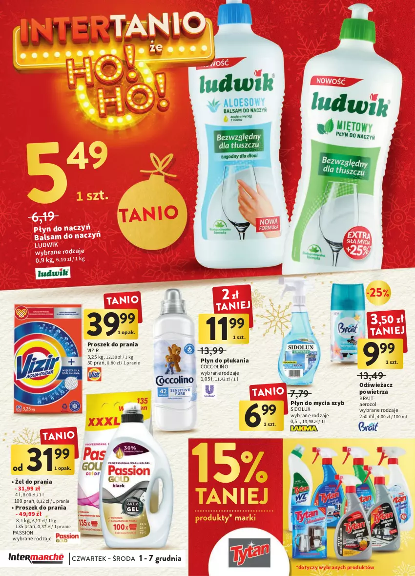 Gazetka promocyjna Intermarche - Gazetka Intermarche - ważna 01.12 do 07.12.2022 - strona 34 - produkty: Coccolino, Ludwik, Odświeżacz powietrza, Płyn do mycia, Płyn do płukania, Proszek do prania, Sidolux, Vizir