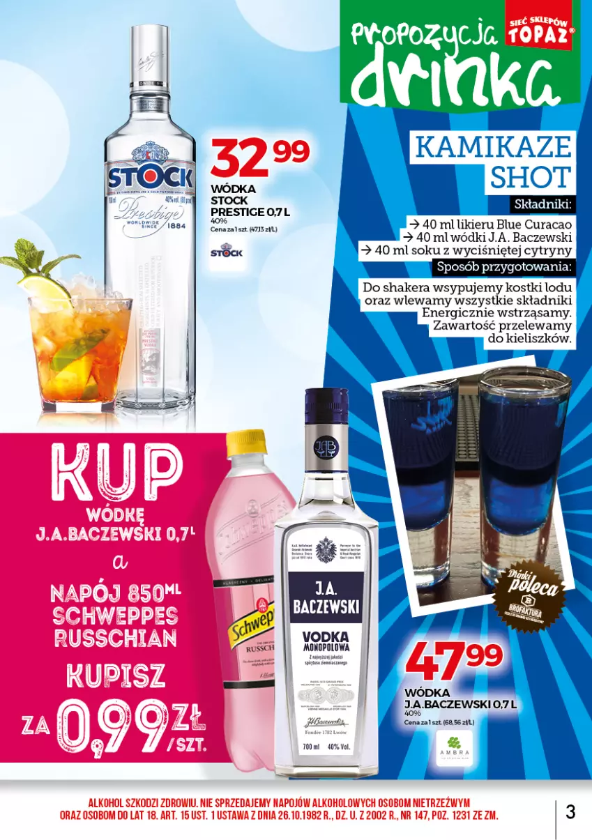 Gazetka promocyjna Topaz - Gazetka - ważna 01.09 do 30.09.2021 - strona 3 - produkty: Cytryny, Likier, Sok, Stock, Wódka