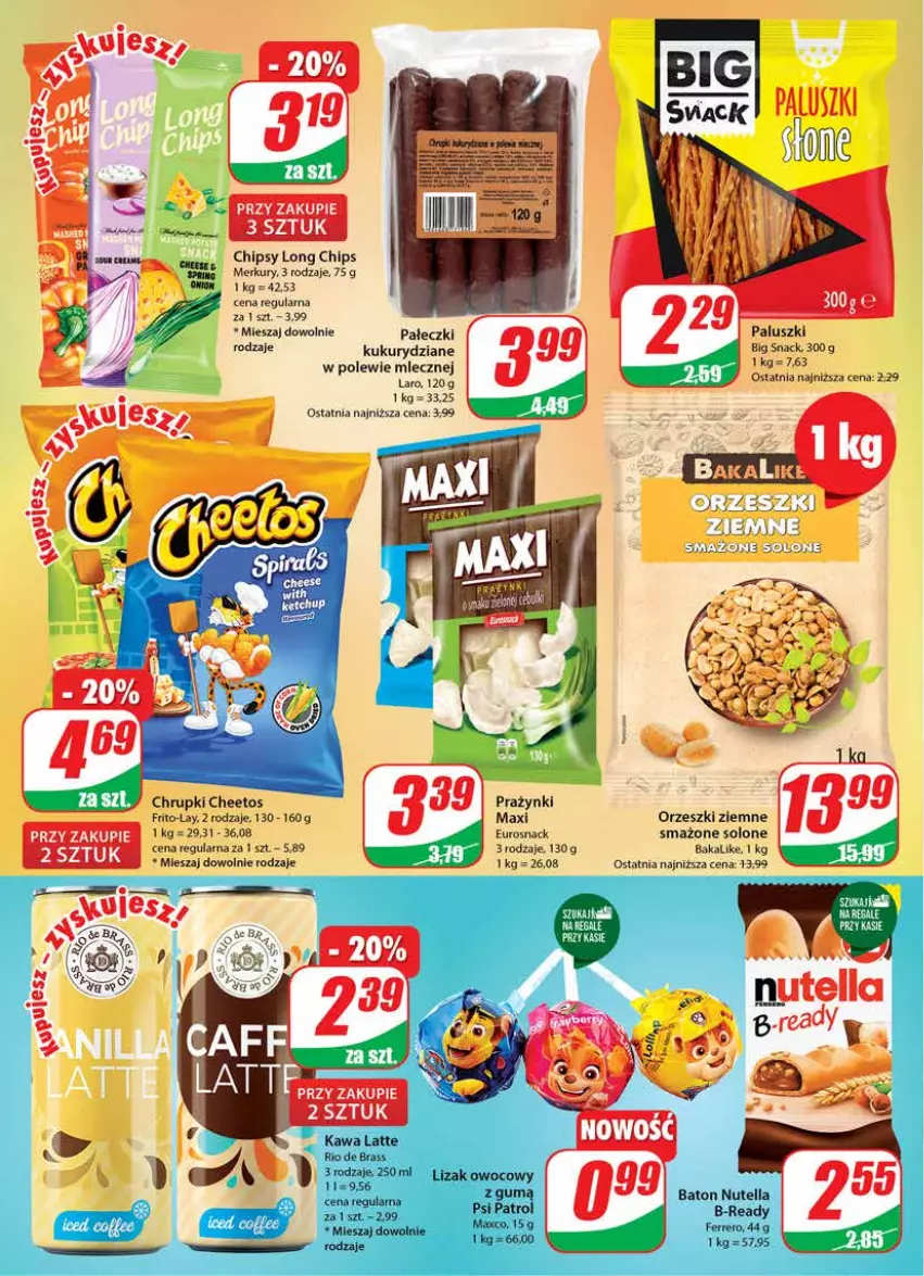 Gazetka promocyjna Dino - Gazetka - ważna 22.02 do 28.02.2023 - strona 18 - produkty: Baton, Cheetos, Chipsy, Chrupki, Ferrero, Kawa, Mop, Nutella, Orzeszki, Orzeszki ziemne, Psi Patrol