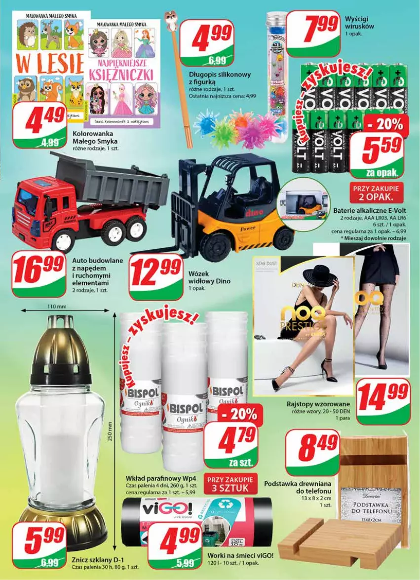 Gazetka promocyjna Dino - Gazetka - ważna 22.02 do 28.02.2023 - strona 21 - produkty: Baterie alkaliczne, Długopis, Kolorowanka, LEGO, Rajstopy, Telefon, Top, Worki na śmiec, Worki na śmieci, Znicz