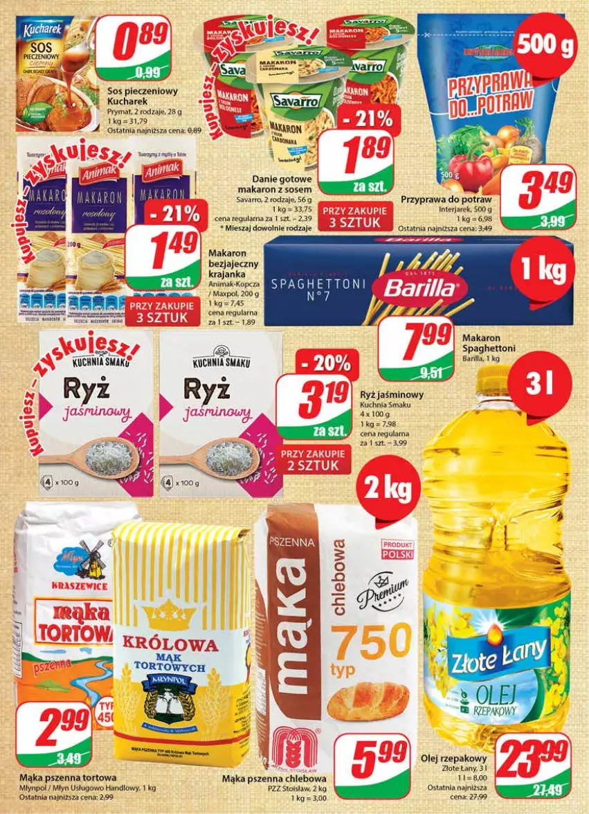 Gazetka promocyjna Dino - Gazetka - ważna 22.02 do 28.02.2023 - strona 8 - produkty: Barilla, Chleb, Danie gotowe, Gra, Kucharek, Kuchnia, Mąka, Mąka pszenna, Makaron, Makaron z sosem, Olej, Olej rzepakowy, Piec, Prymat, Przyprawa do potraw, Ryż, Savarro, Sos, Sos pieczeniowy