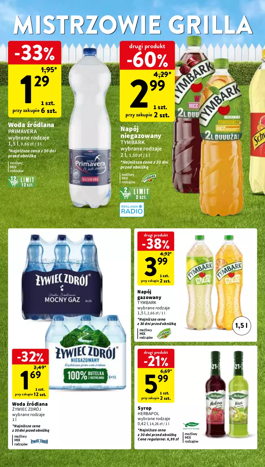 Gazetka promocyjna Intermarche - Gazetka Intermarche - ważna 30.04 do 08.05.2024 - strona 10 - produkty: Grill, Herbapol, LANA, Napój, Napój gazowany, Napój niegazowany, Prima, Primavera, Syrop, Tymbark, Woda